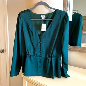 NWT j.crew blouse forest green size 12
